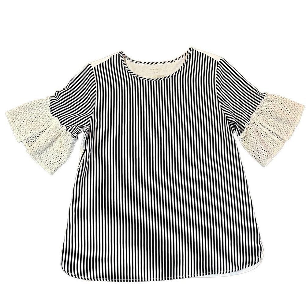 Van Heusen Women’s Small Striped Lace Blouse Small